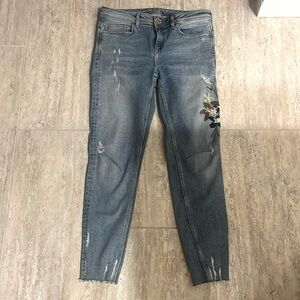 Zara embroidered denim skinny jeans
